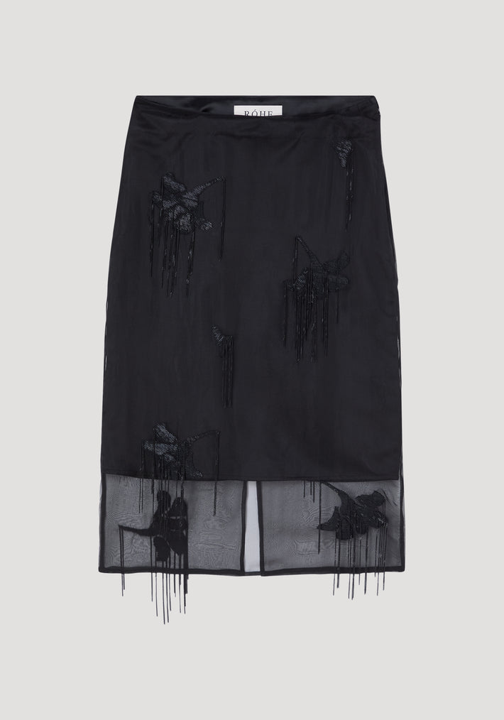 Embellished tulip organza skirt | black