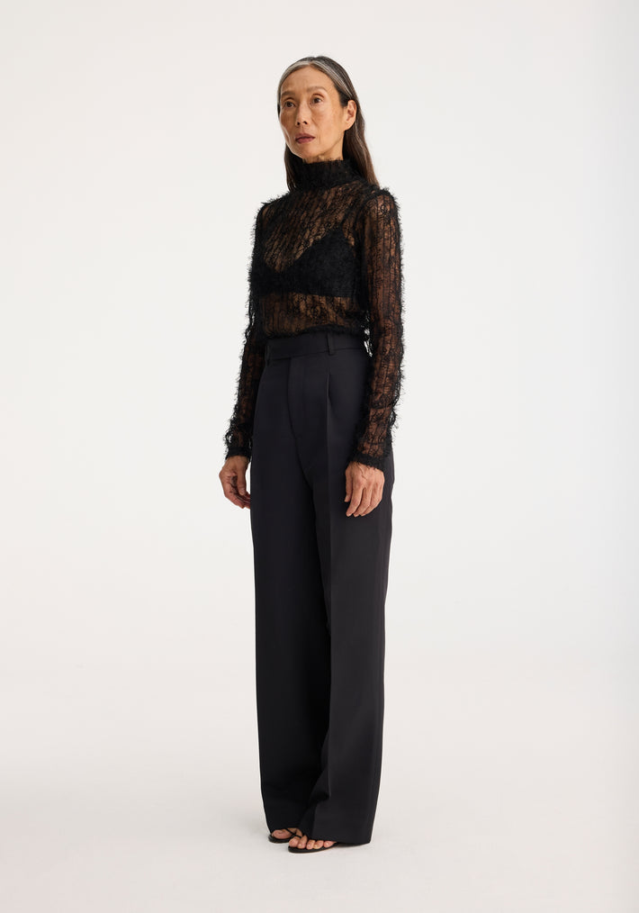 Textured sheer top | black