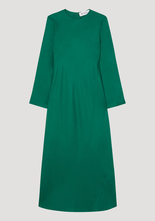 Minimal silk dress | emerald