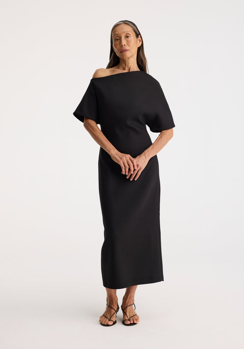 Sculptural asymmetrical dress | black