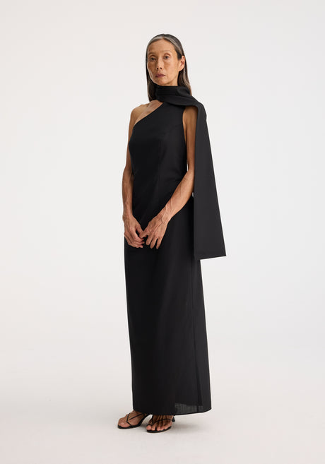 Open back scarf dress | black