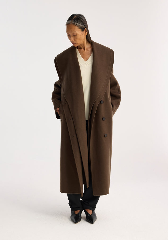 Double-faced wool scarf coat | taupe