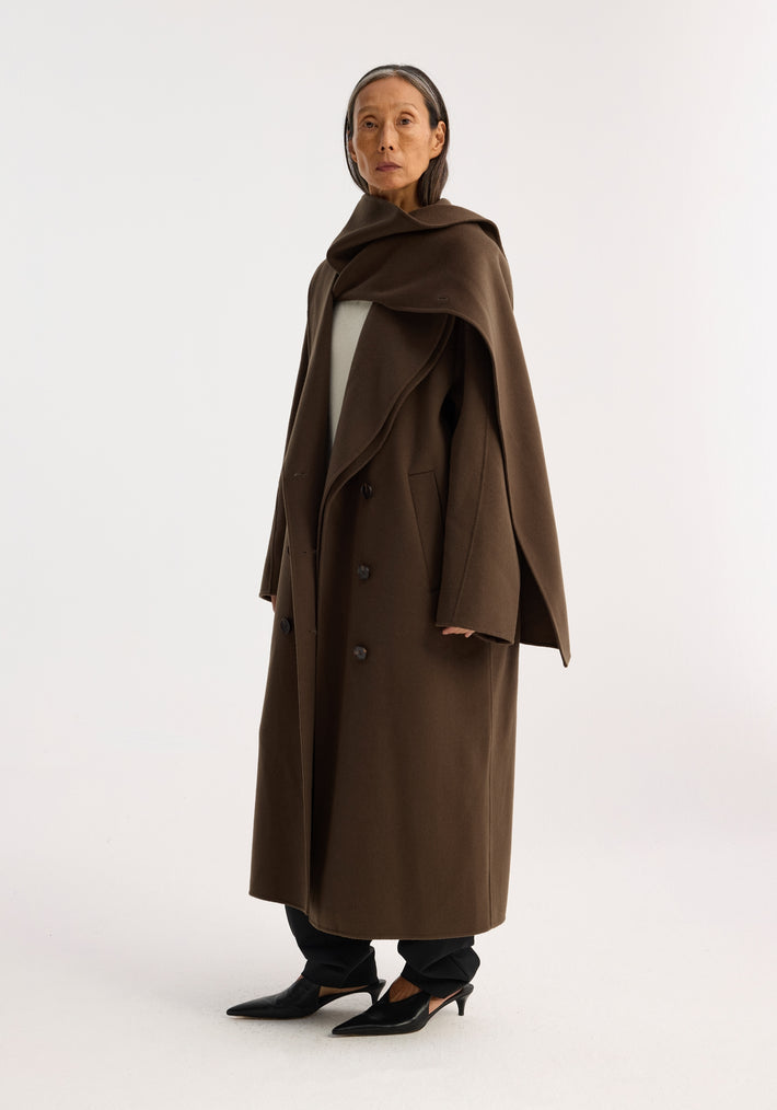 Double-faced wool scarf coat | taupe