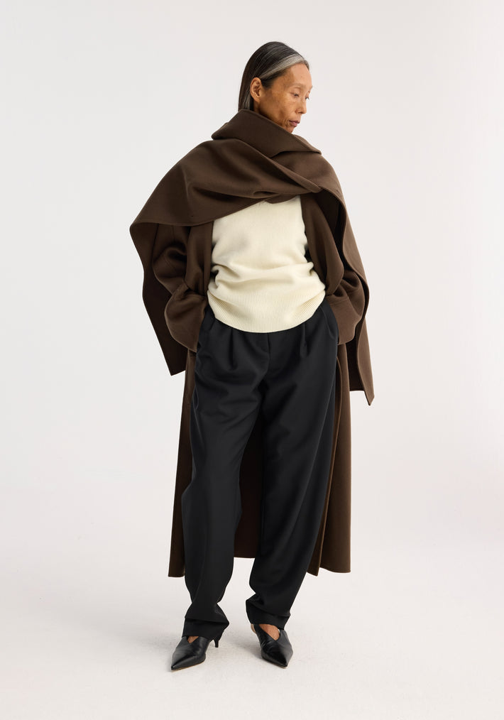 Double-faced wool scarf coat | taupe