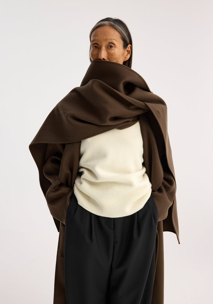 Double-faced wool scarf coat | taupe