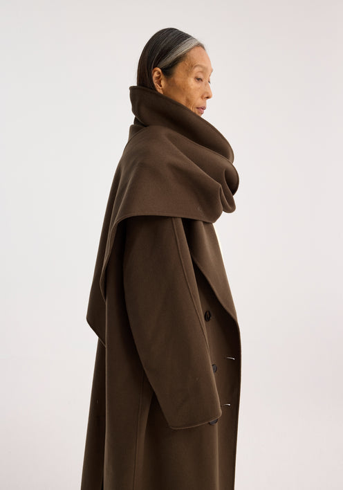 Double-faced wool scarf coat | taupe