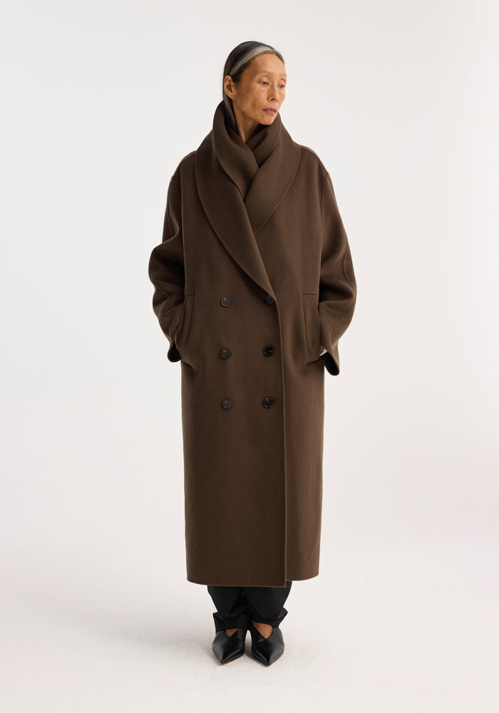 Double-faced wool scarf coat | taupe