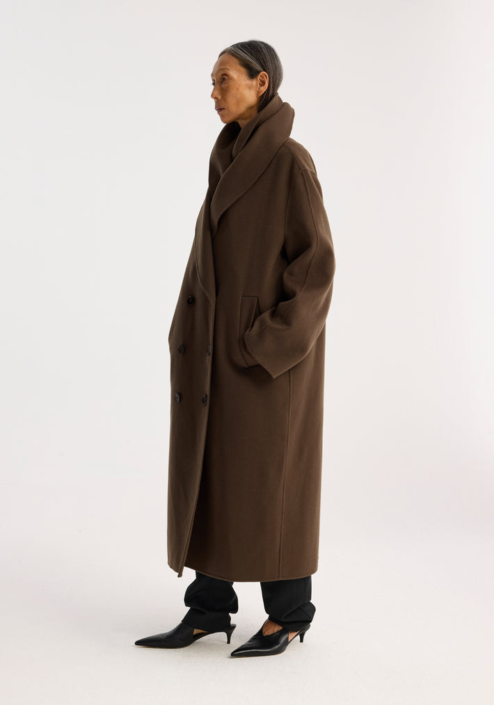 Double-faced wool scarf coat | taupe