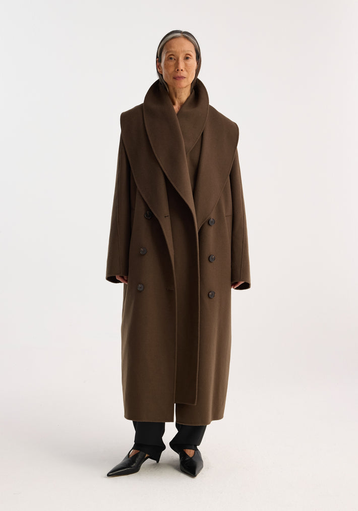 Double-faced wool scarf coat | taupe