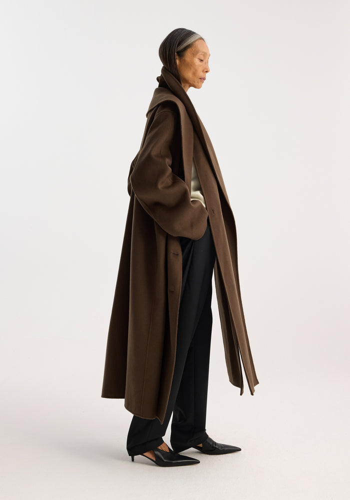 Double-faced wool scarf coat | taupe