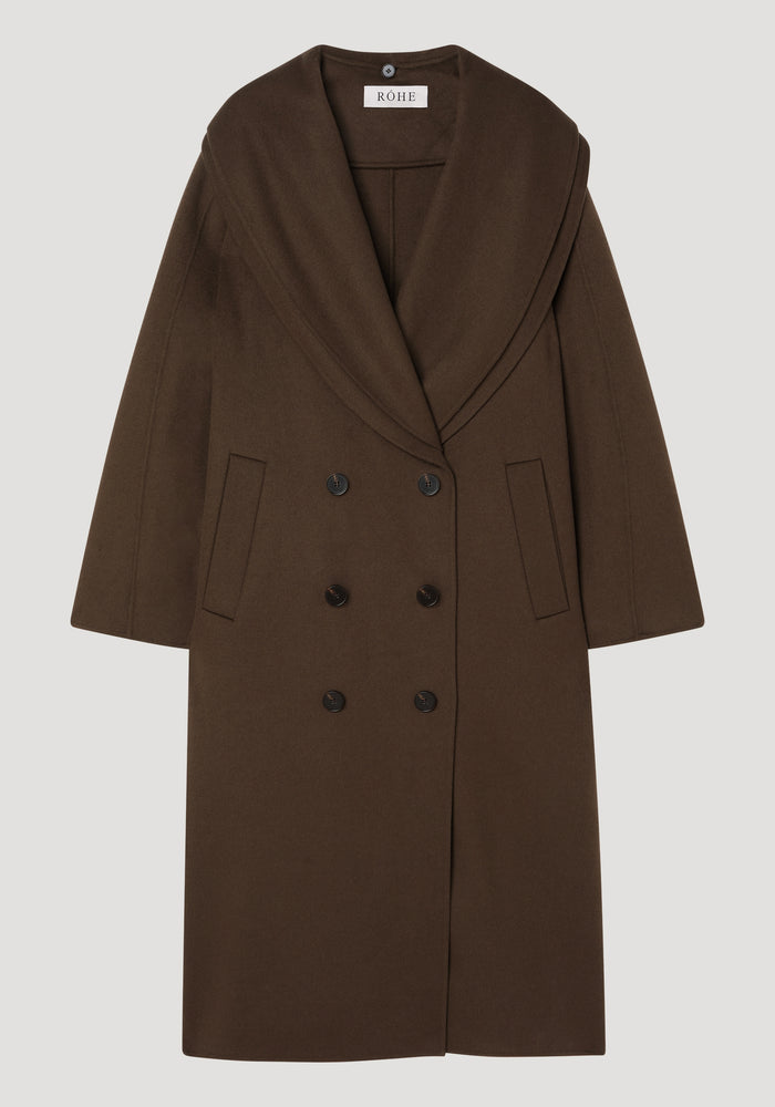 Signature double-faced scarf coat | taupe