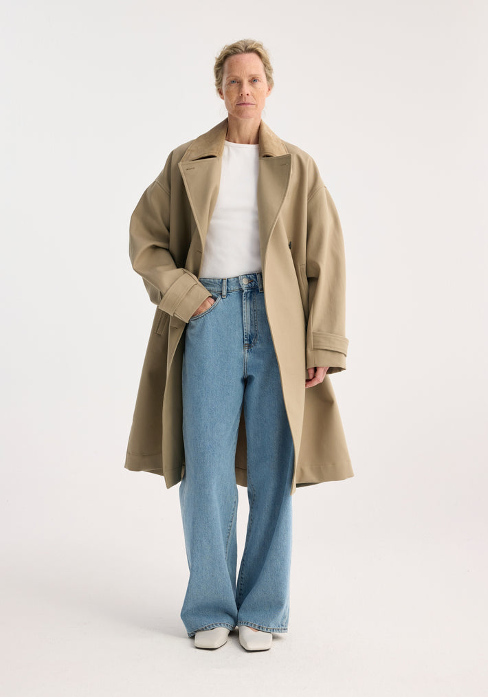 Garden coat with suede collar | sand