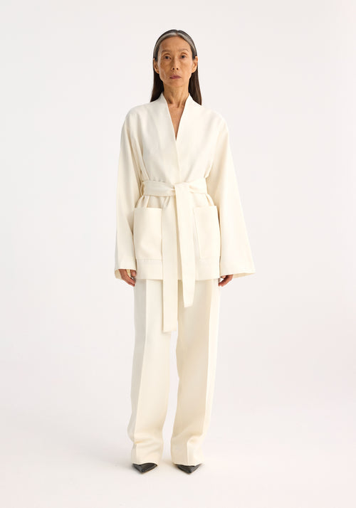 Belted kimono blazer | off white