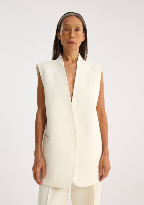 Sleeveless gilet-jacket | cream