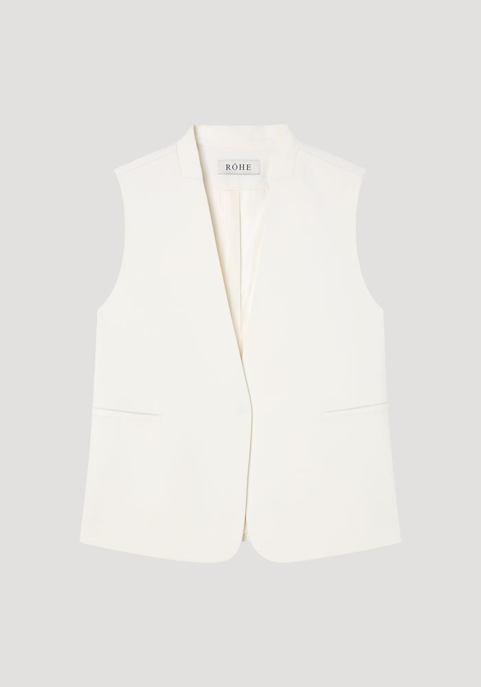 Sleeveless wool-blend blazer | cream