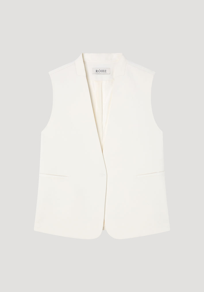 Sleeveless wool-blend blazer | cream