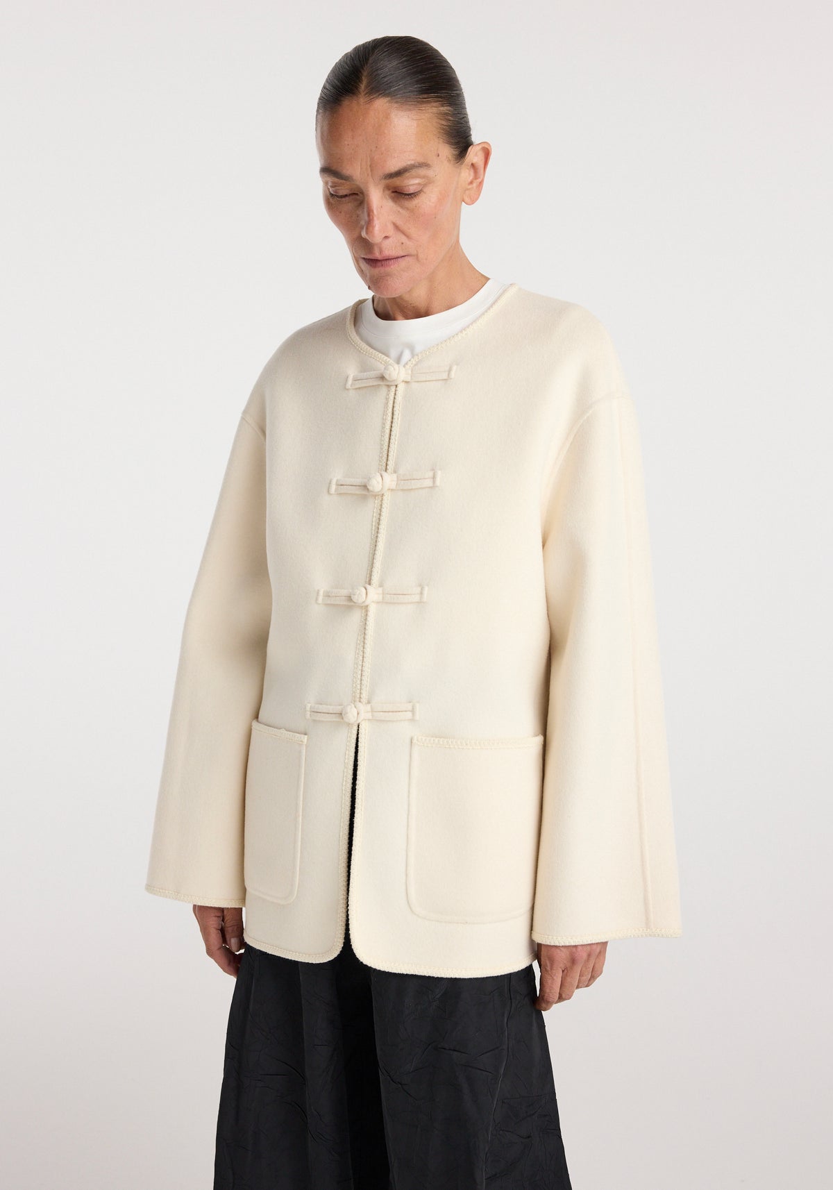 Double-faced wool pankou jacket | off white
