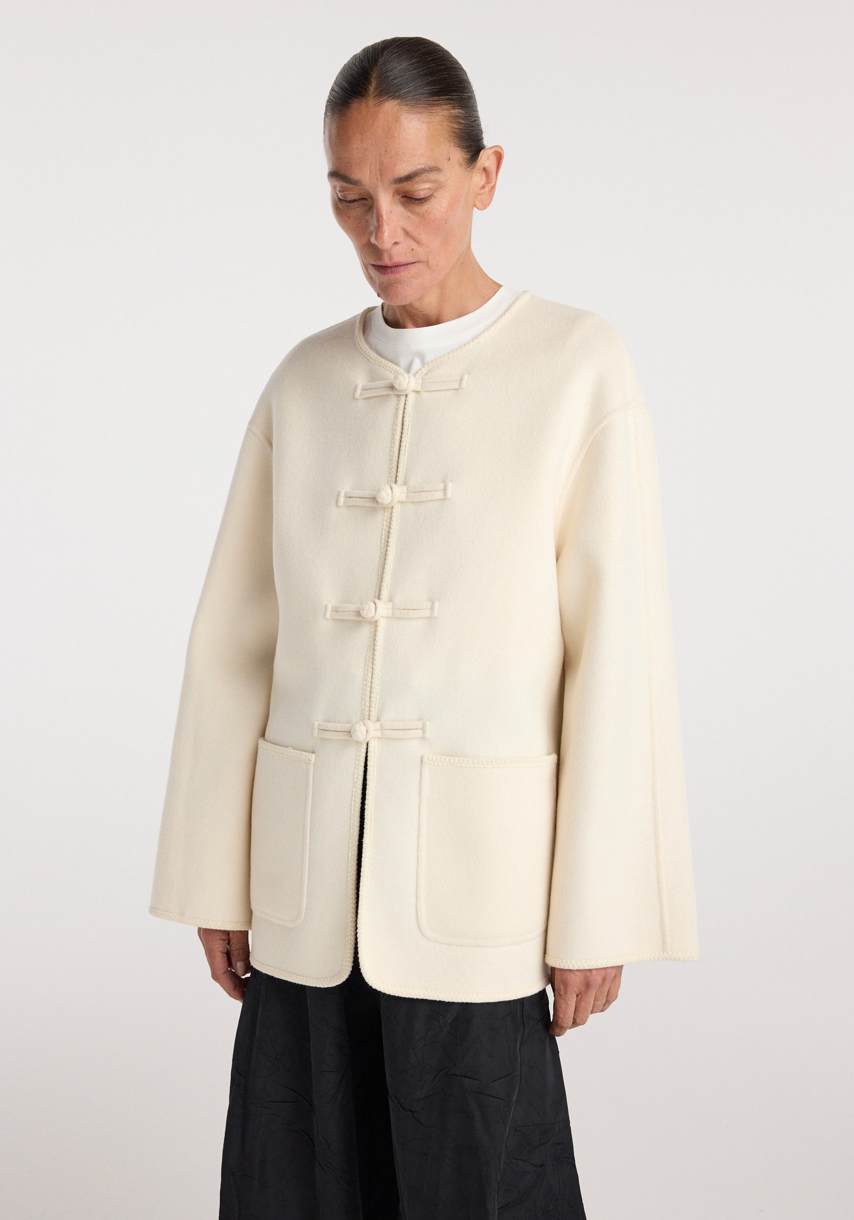 Double-faced wool pankou jacket | off white
