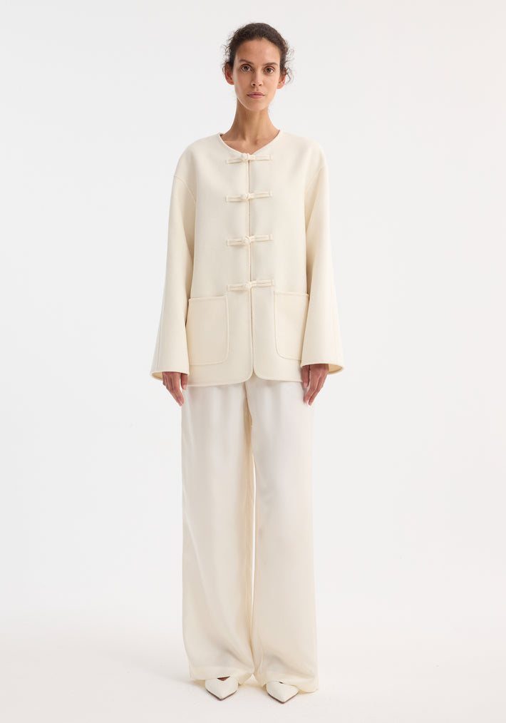 Mandarin double-faced wool jacket | off white