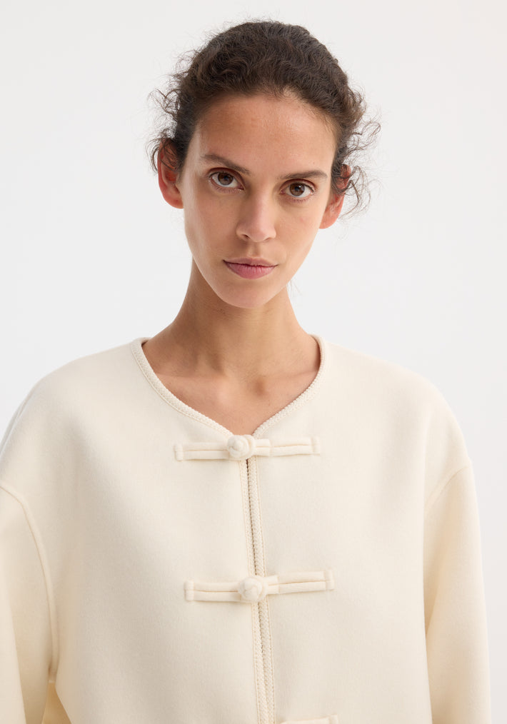 Mandarin double-faced wool jacket | off white