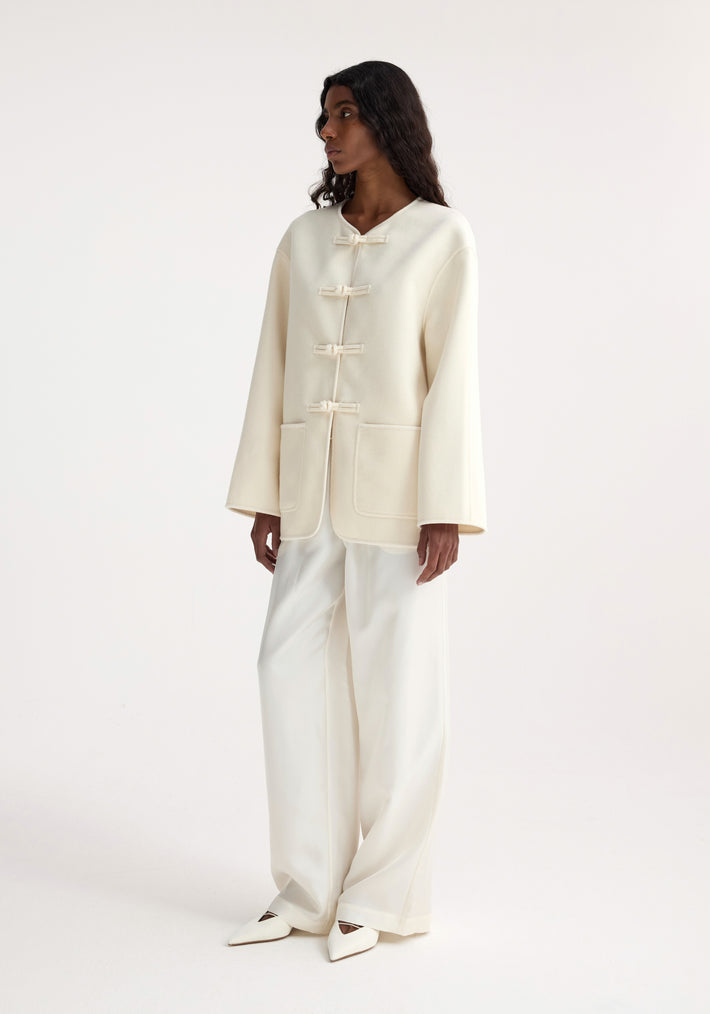 Mandarin double-faced wool jacket | off white