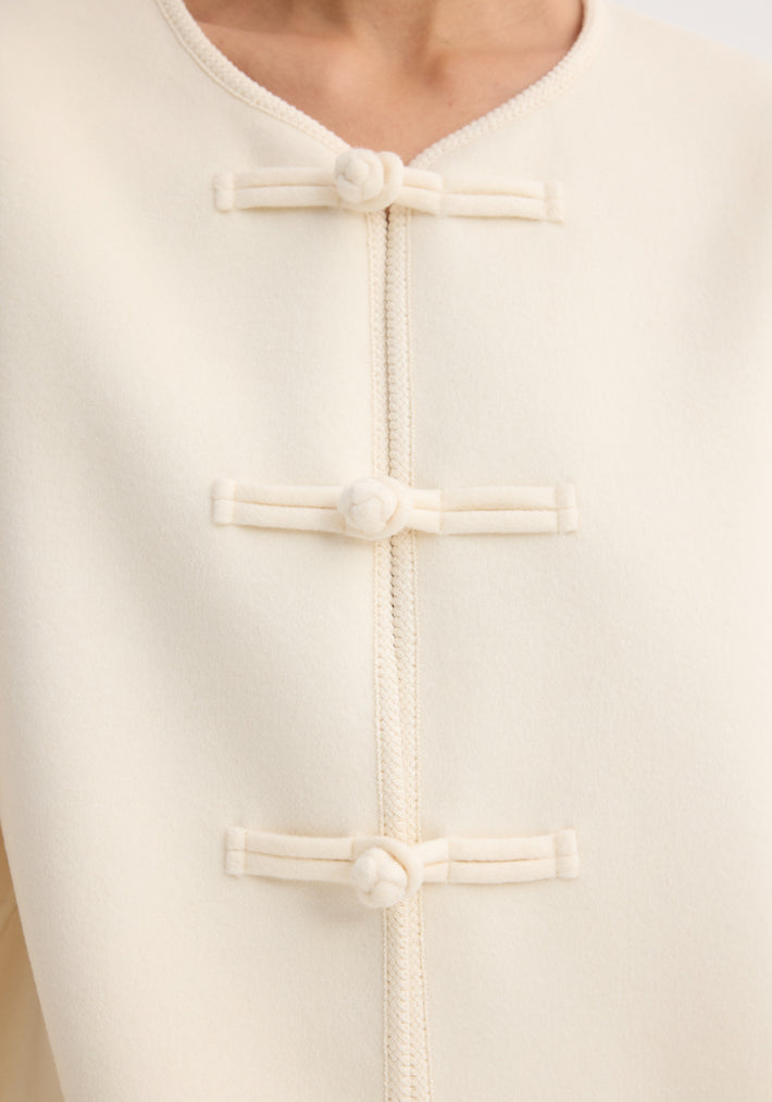 Mandarin double-faced wool jacket | off white
