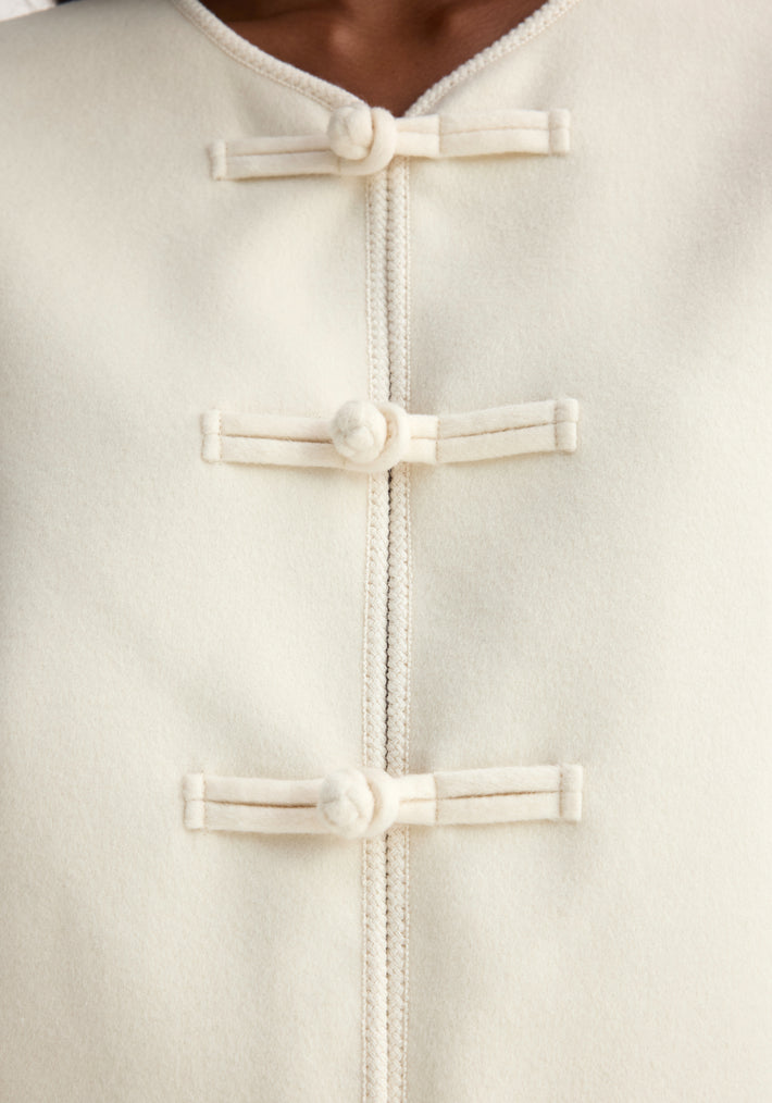 Mandarin double-faced wool jacket | off white