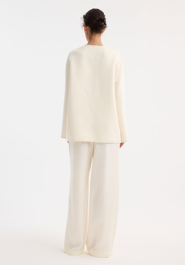 Mandarin double-faced wool jacket | off white