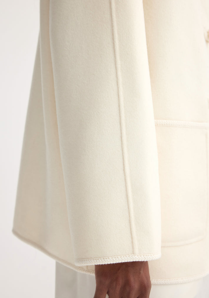 Mandarin double-faced wool jacket | off white