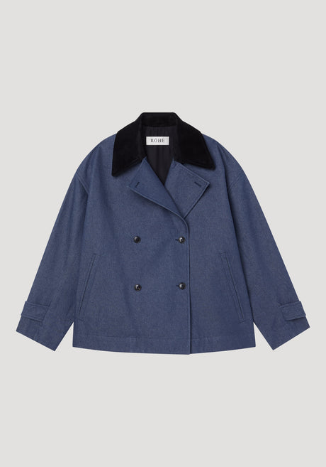 Suede collar garden coat | indigo