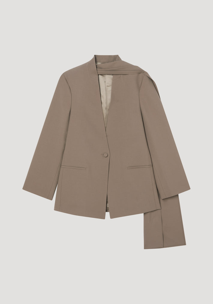 Blazer with integrated scarf | khaki