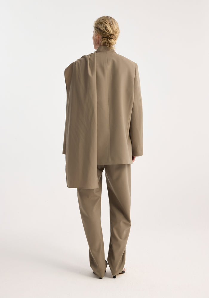 Blazer with integrated scarf | khaki