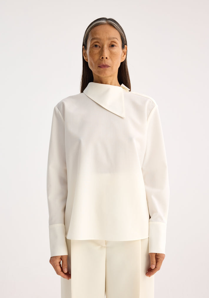 Reimagined collar light wool-blend top | cream