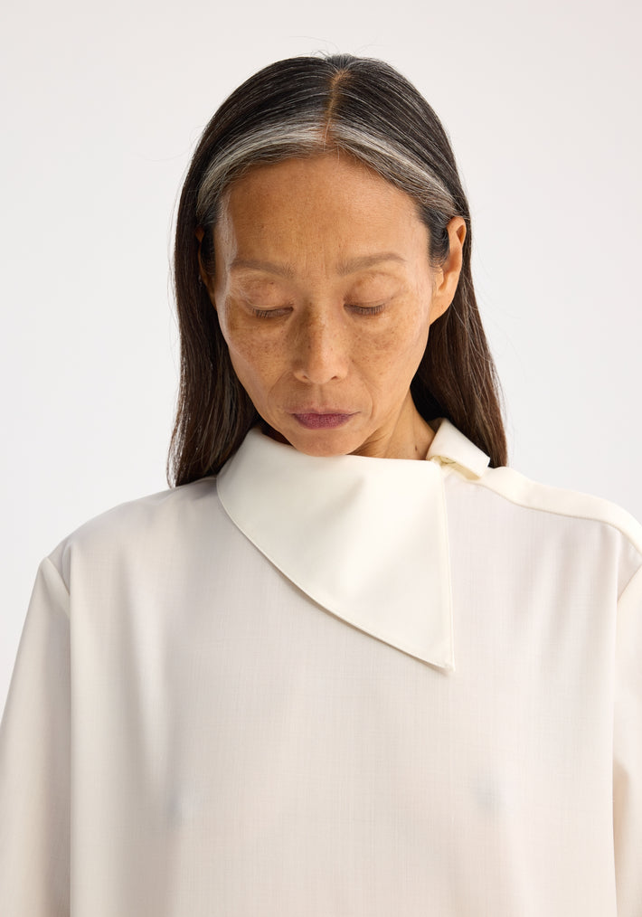 Reimagined collar light wool-blend top | cream