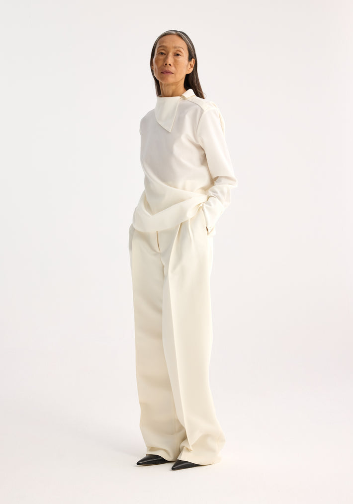 Reimagined collar light wool-blend top | cream