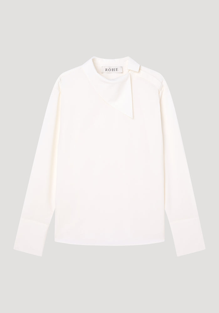 Reimagined collar light wool-blend top | cream