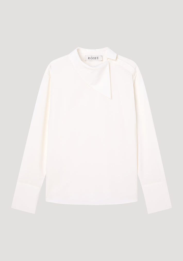 Reimagined collar light wool-blend top | cream