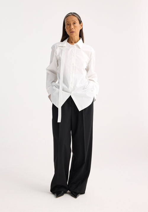 Deconstructed white cotton shirt | optic white