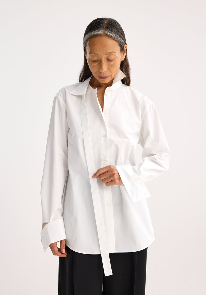 Deconstructed white cotton shirt | optic white