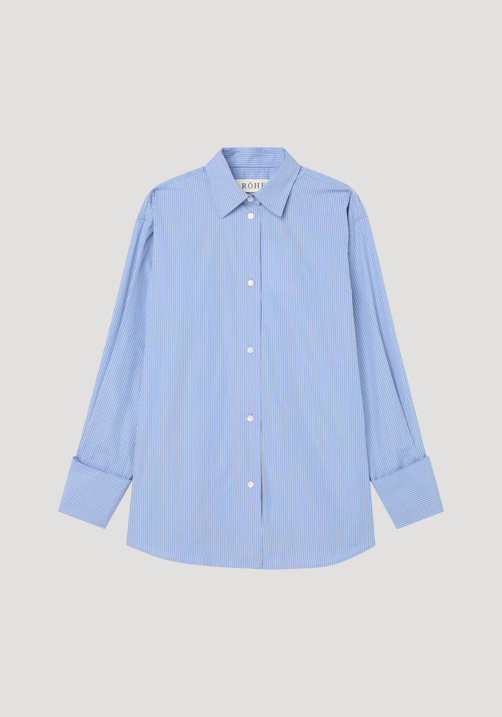 Oversized striped shirt with folded cuff | light blue / white stripe