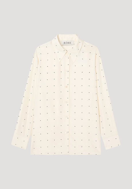 Dotted silk shirt | cream / black dot