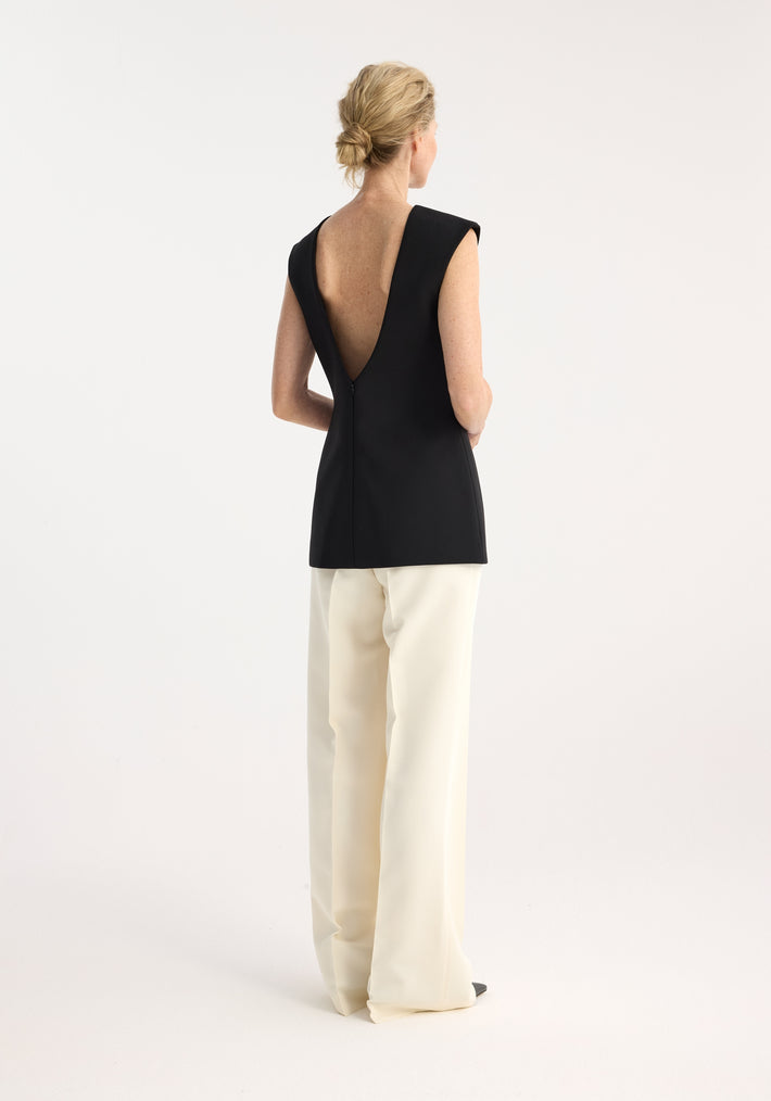 Curved open back top | black