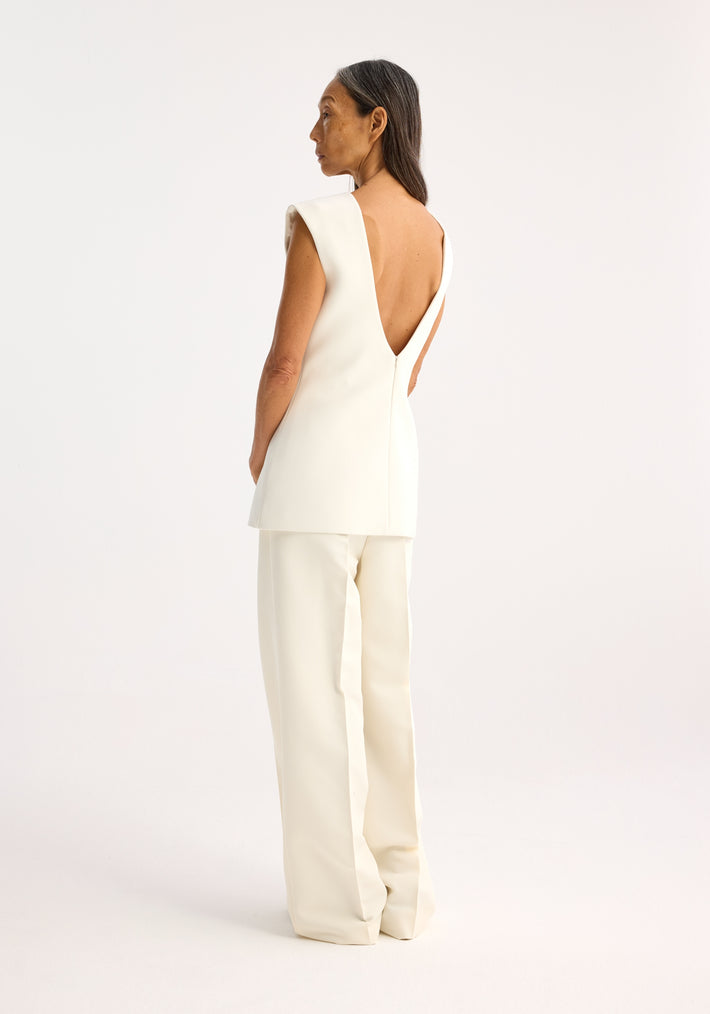 Sculptural open back top | cream