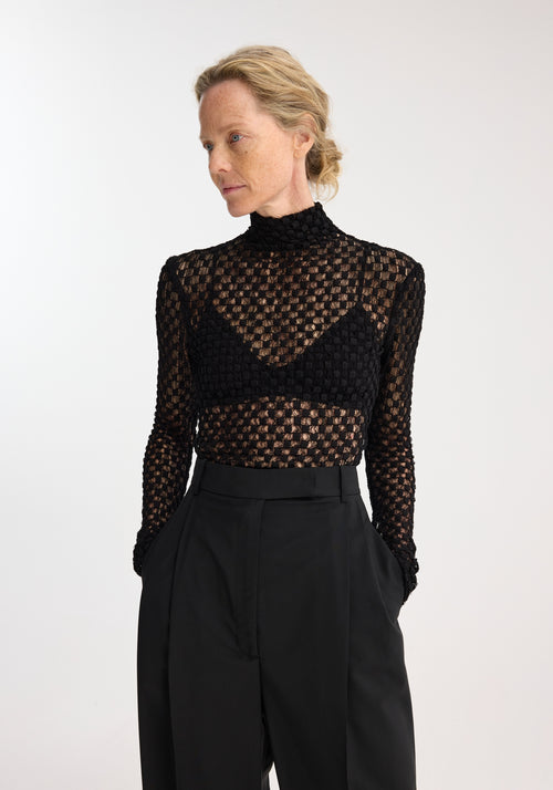 Geometrical lace top | black