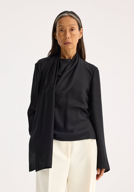 Silk foulard top | black