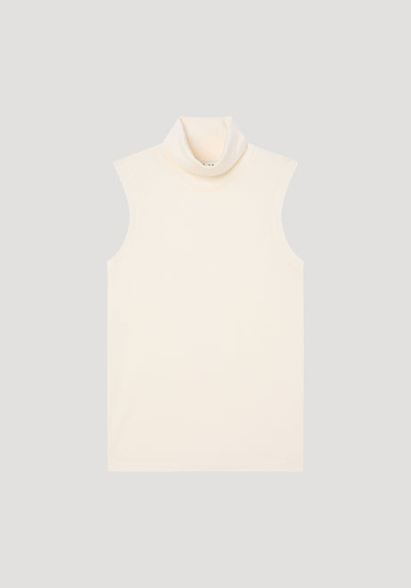 Sleeveless light-weight merino wool turtleneck | cream