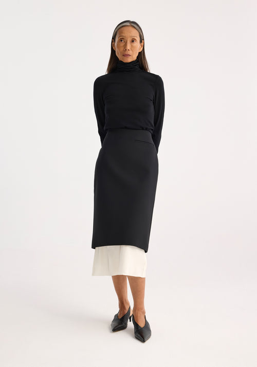 Light weight spring merino wool turtleneck | black