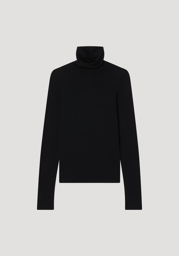 Light weight spring merino wool turtleneck | black