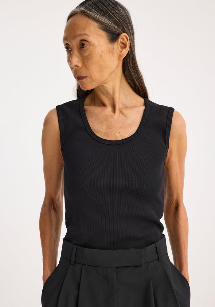 Rib tank top | black