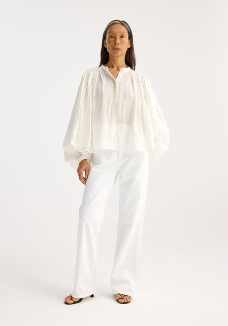 Pleated ramie top | optic white